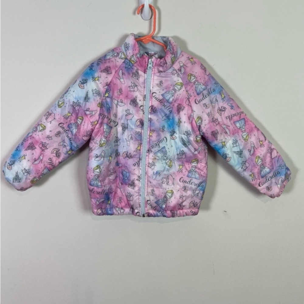 Disney Toddler Girls Cinderella Pink Princess Puffer Jacket Coat Size 4 Fall